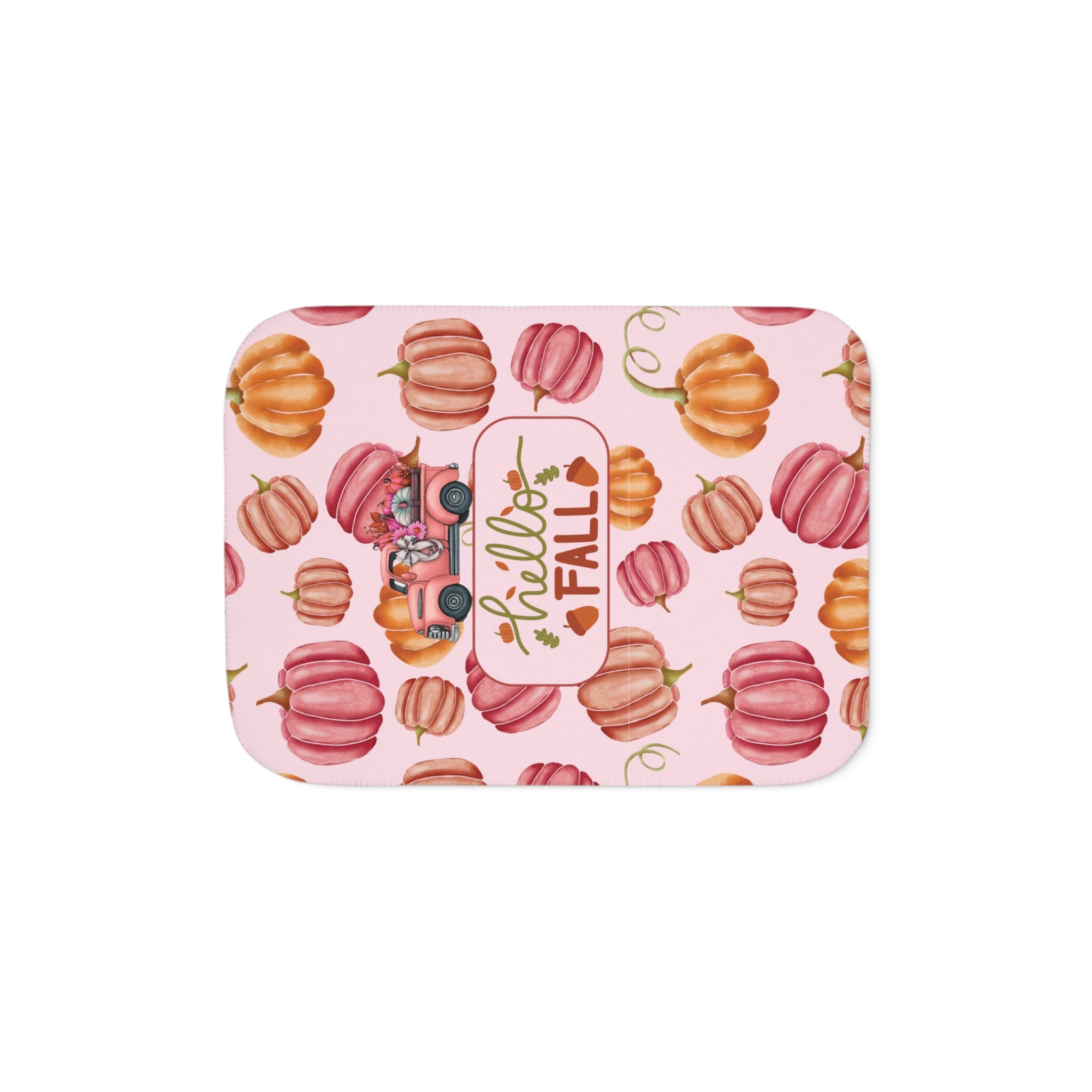 Pink Hello Fall, Cozy Fall Sherpa Blanket