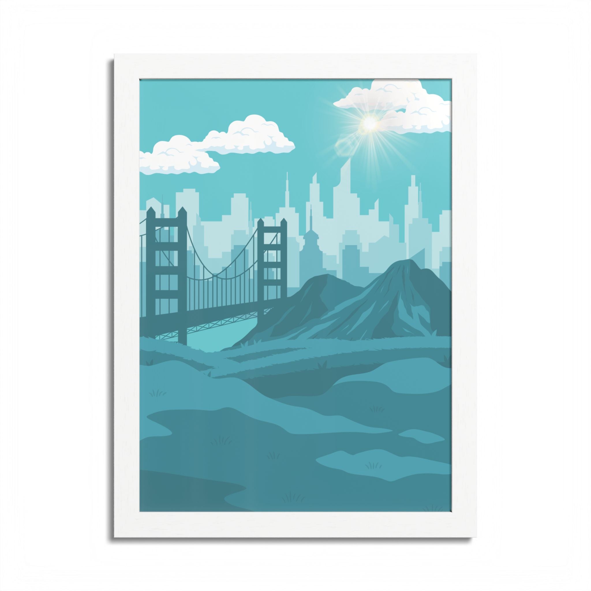 Blue Cityscape Home Decor