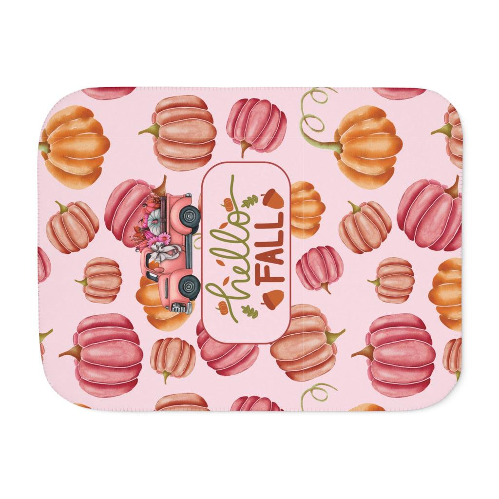 Pink Hello Fall, Cozy Fall Sherpa Blanket