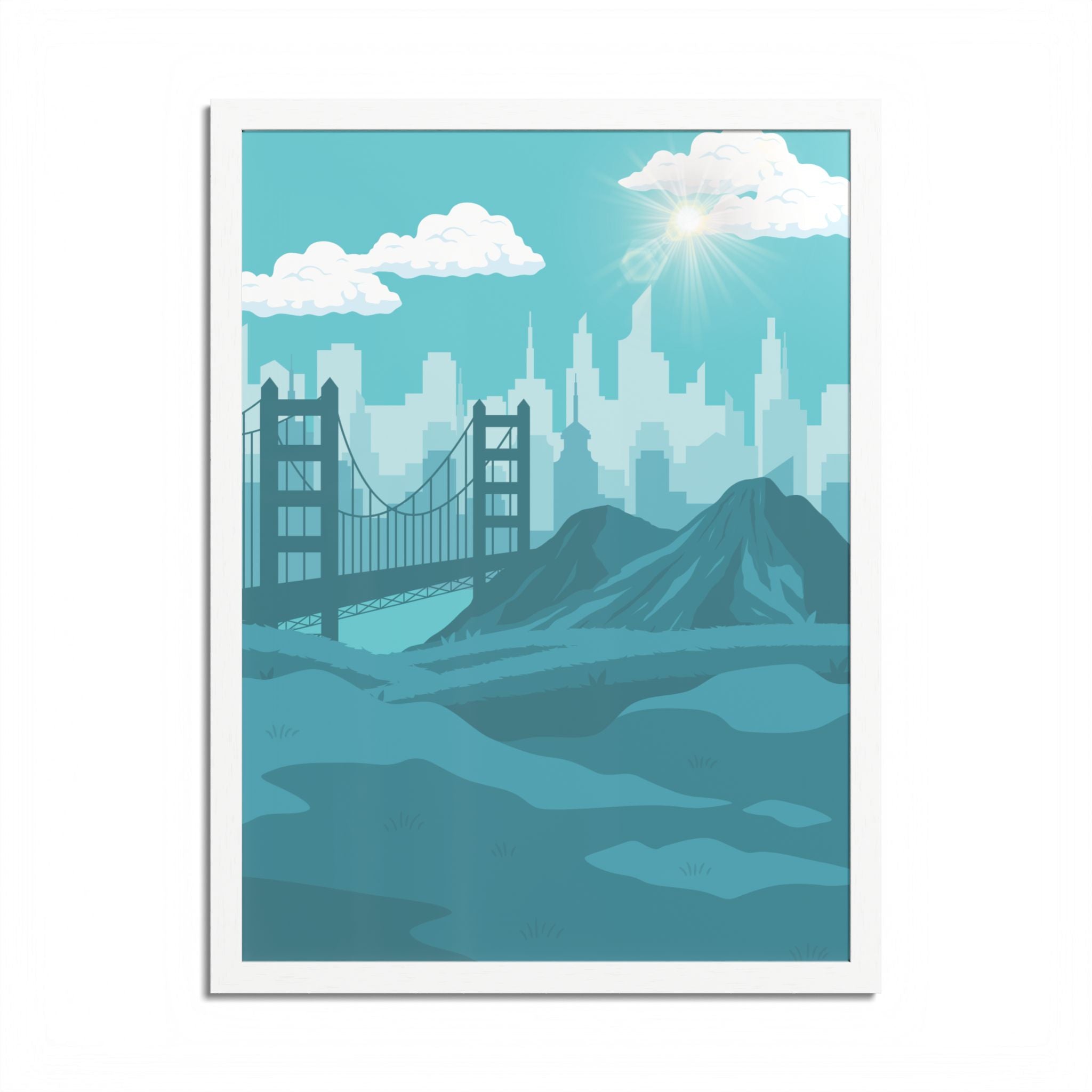 Blue Cityscape Home Decor