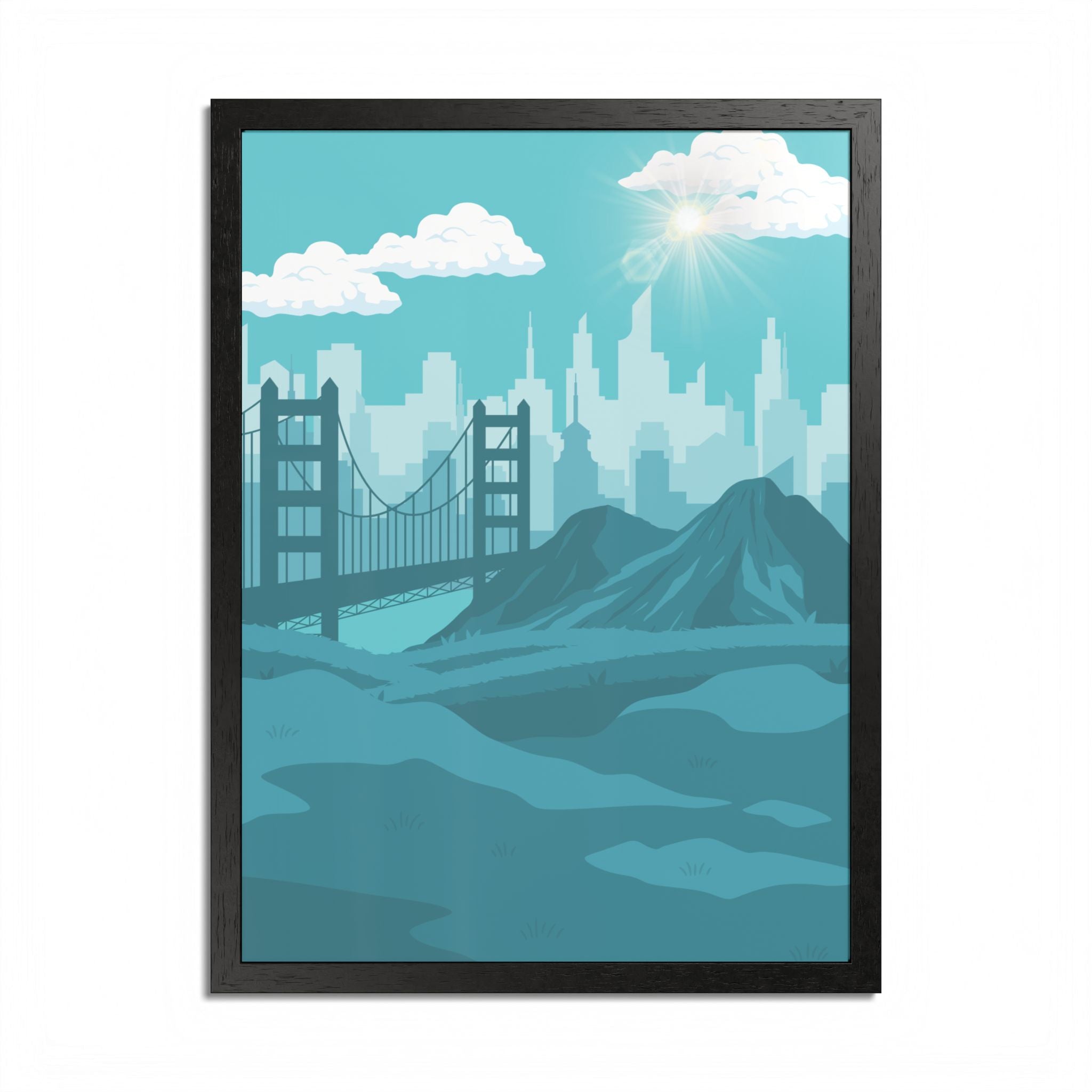 Blue Cityscape Home Decor