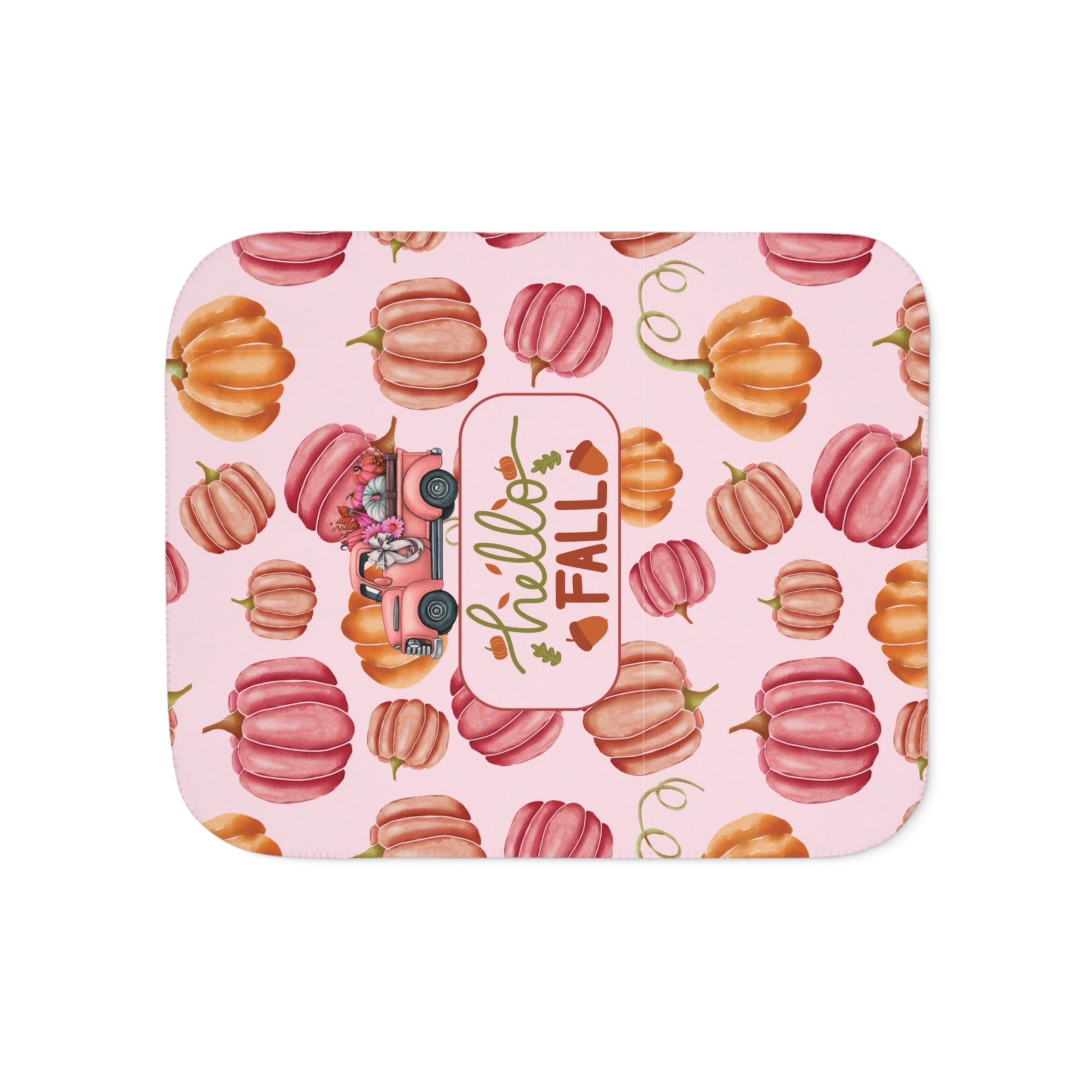 Pink Hello Fall, Cozy Fall Sherpa Blanket